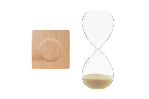 SABLIER 5 MIN EN VERRE ET BOIS DE HÊTRE