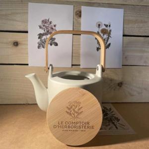 TISANIERE CERAMIQUE COUVERCLE BAMBOU 700ML