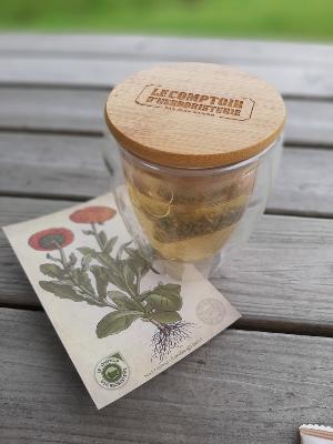 MUG EN VERRE DOUBLE PAROI 350ML COUVERCLE EN BAMBOU LCH